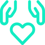 Heart around hands icon