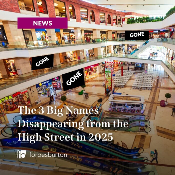 shopping centre with three stores blacked out