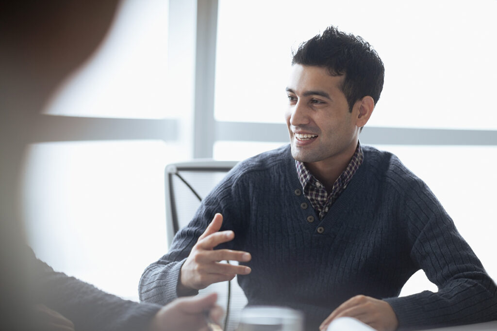 Colleague talking in a meeting