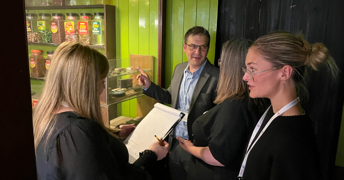 A team deciphering clues