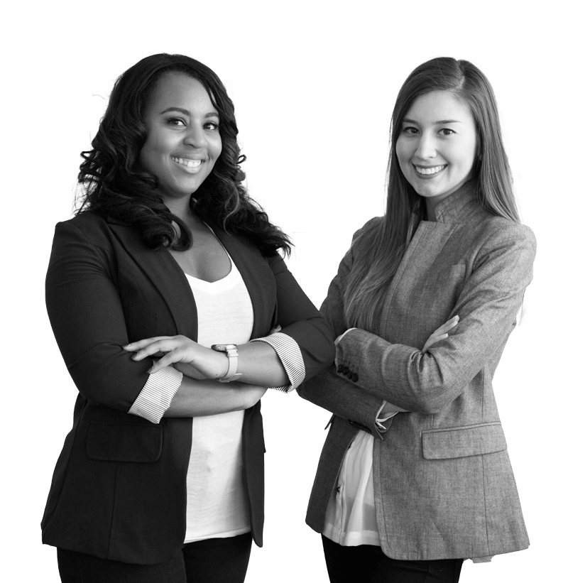 ladies with arms crossed in black and white