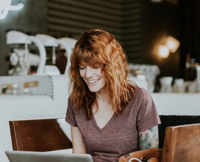 woman working liquidate a company online