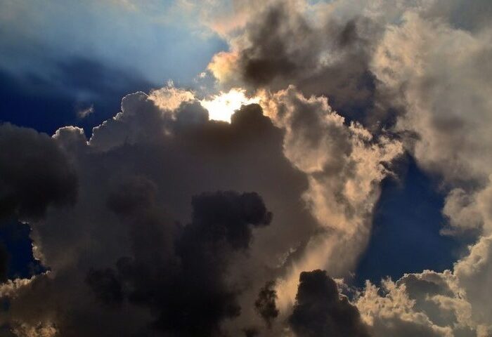 cloudy sky with a ray of sunshine