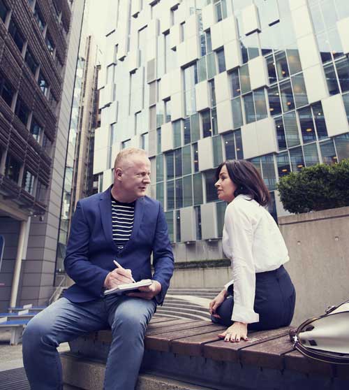 Sales & Marketing People Talking Outside