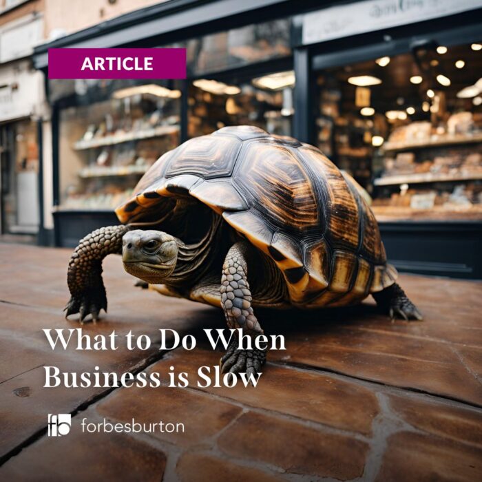 a tortoise walking away from a shop to symbolise what to do when business is slow